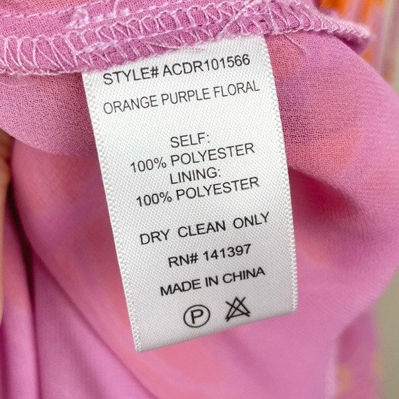 ASTR The Label Women's Large Aneira Dress Orange Purple Floral Maxi Ruffle Strap - Picture 15 of 16